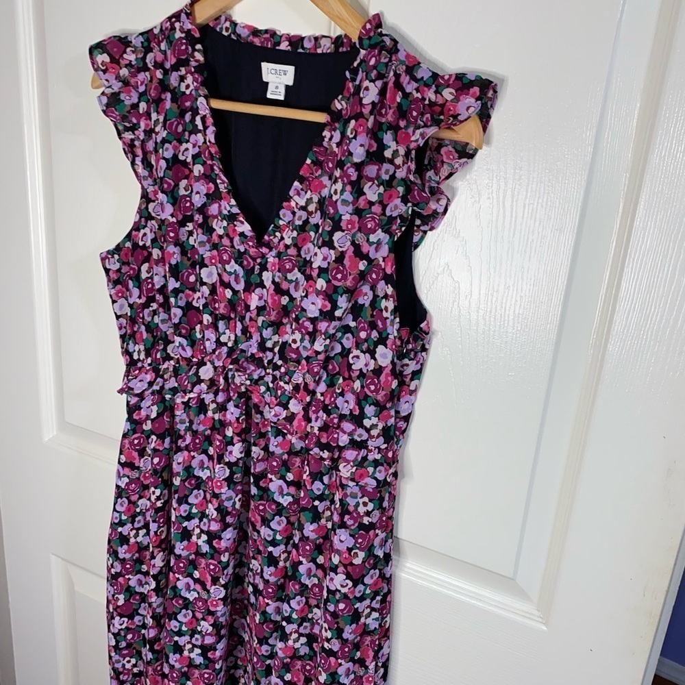 J. Crew Pink Floral Print Dress, Formal, Wedding Guest Size 8 - Picture 6 of 10